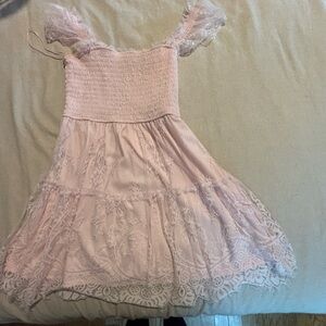 Francesca’s Pink Lace detail Mini Dress